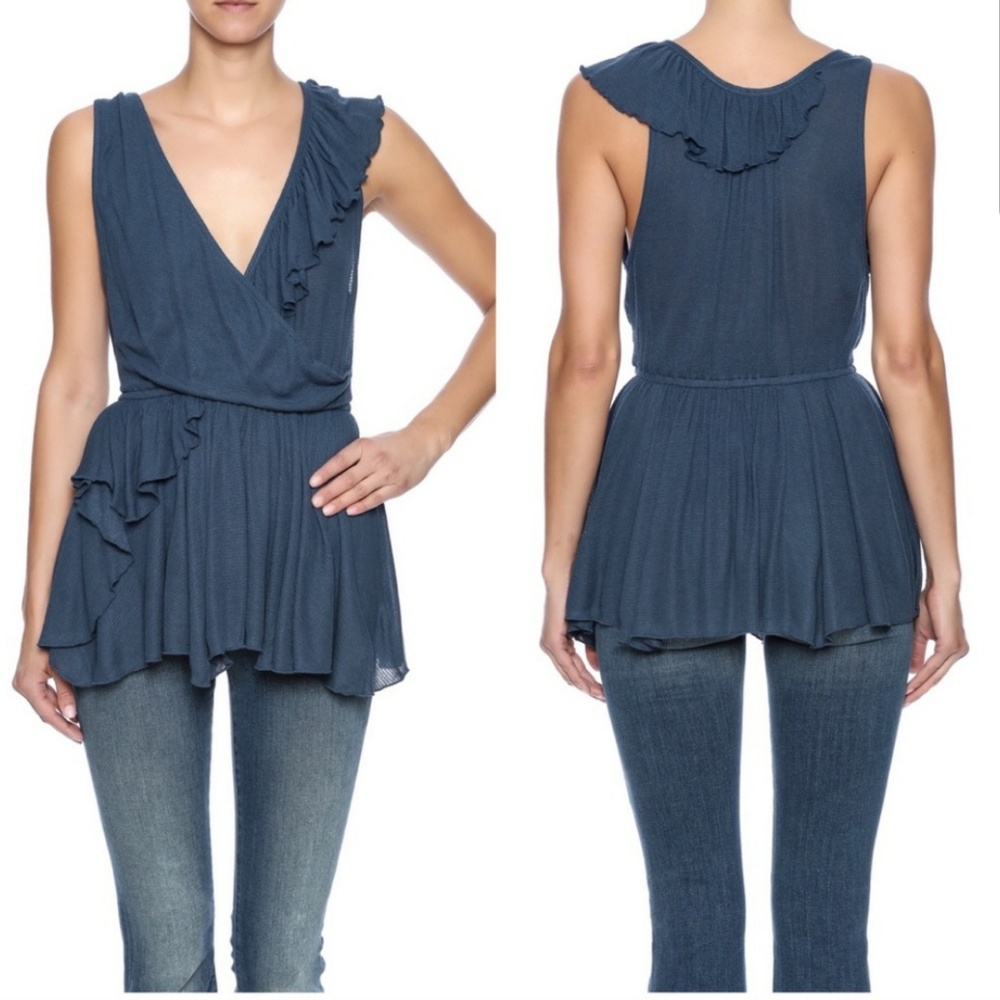 Free People Float Away Asymetrical Ruffle Tank